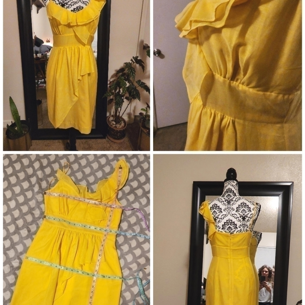 𝅺gianni Bini Yellow Silk Dress - Size 4